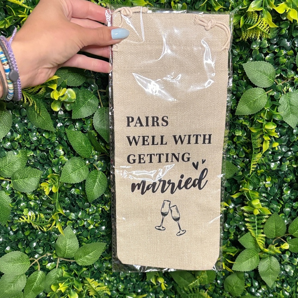 Wedding Wine Gift Drawstring Bag